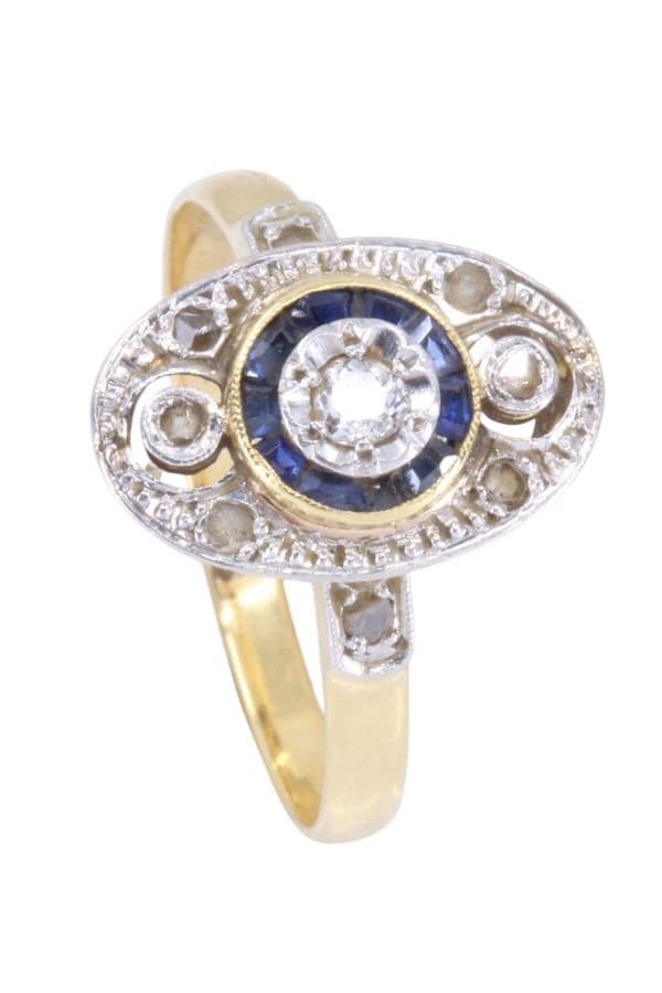 BAGUE ART-DÉCO SAPHIRS — vue 4