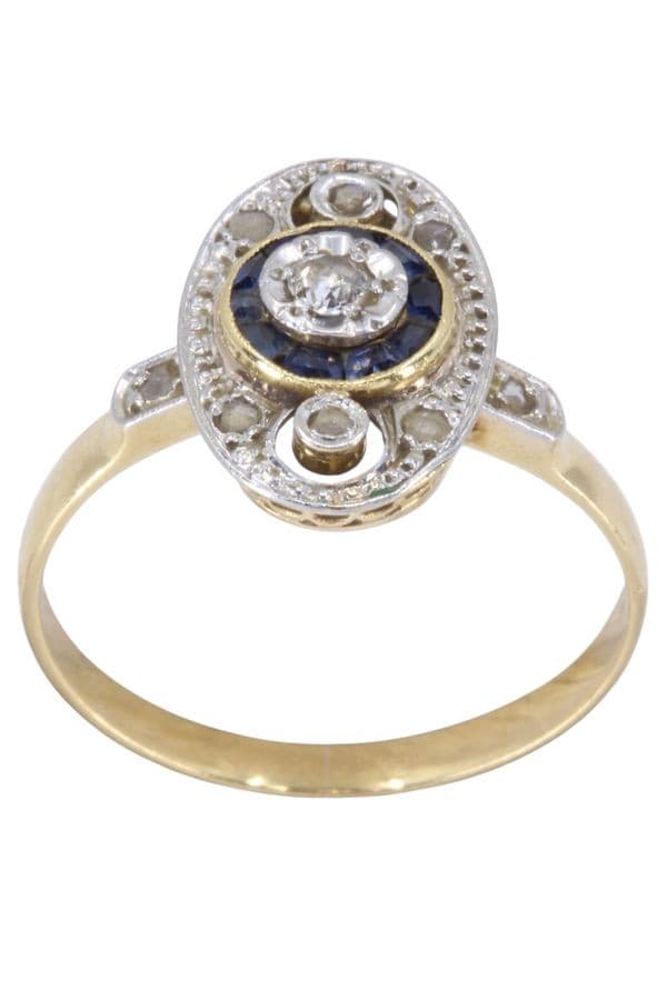 BAGUE ART-DÉCO SAPHIRS — vue 1