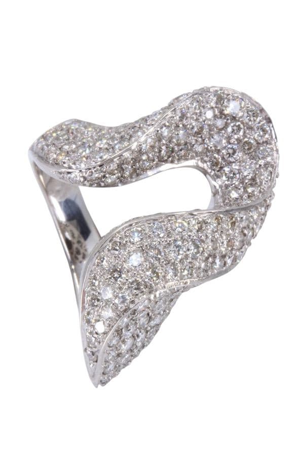 BAGUE MODERNE PAVAGE DIAMANTS — vue 5