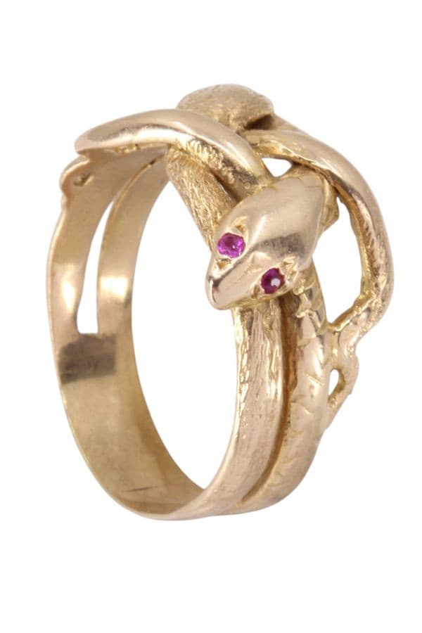 BAGUE SERPENTS RUBIS ET ÉMERAUDES — vue 5