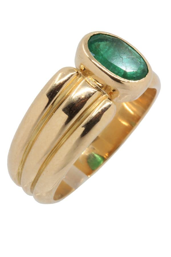 BAGUE MODERNE EMERAUDE — vue 3