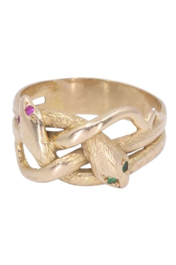 BAGUE SERPENTS RUBIS ET ÉMERAUDES — vue 6