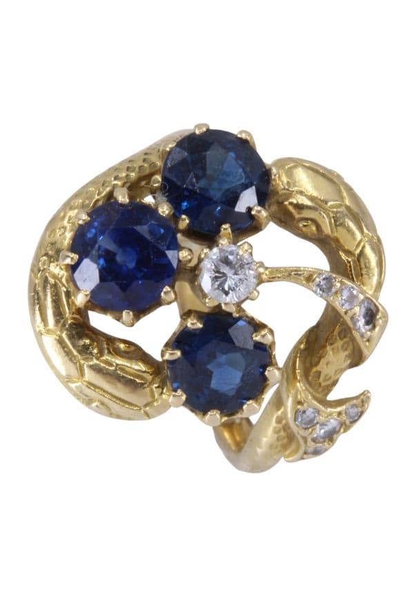 BAGUE SERPENTS SAPHIRS ET DIAMANTS — vue 4