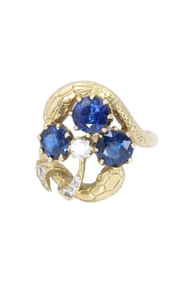 BAGUE SERPENTS SAPHIRS ET DIAMANTS — vue 6