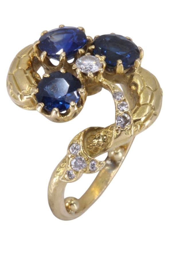 BAGUE SERPENTS SAPHIRS ET DIAMANTS — vue 5