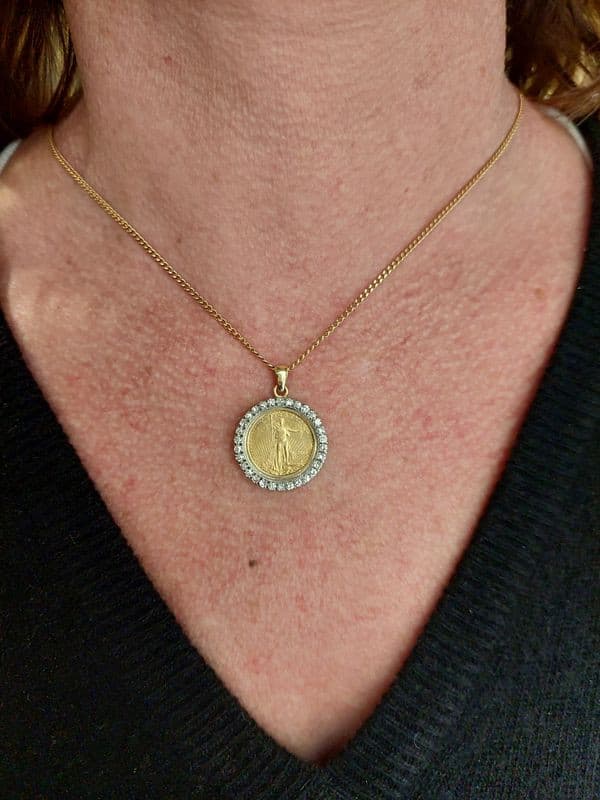 PENDENTIF 5 DOLLARS DIAMANTS — vue 2