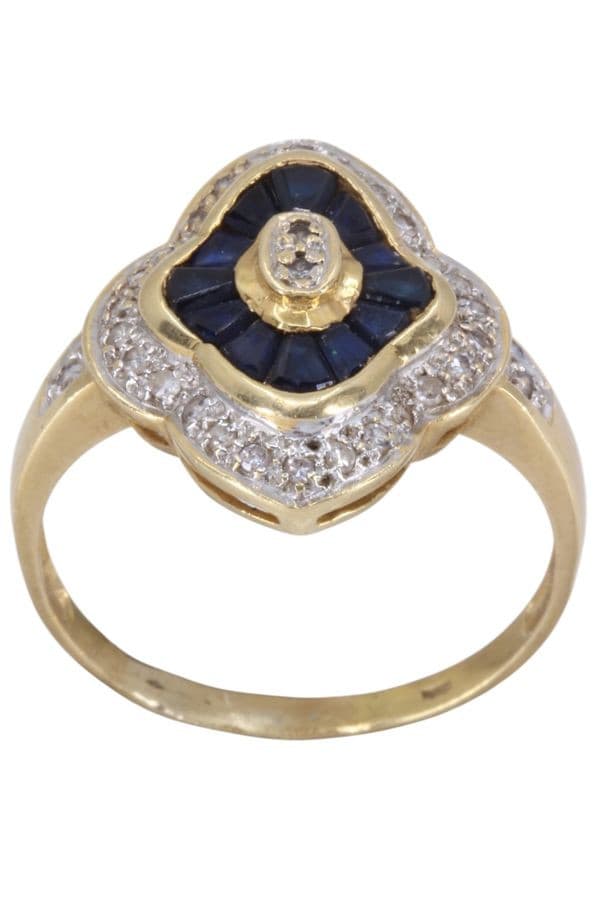 BAGUE MODERNE SAPHIRS ET DIAMANTS — vue 1