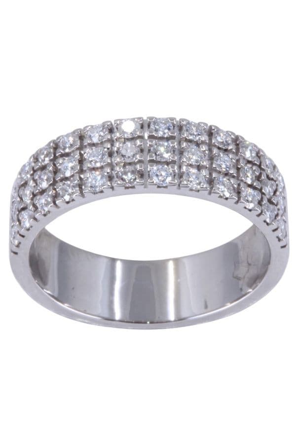BAGUE MODERNE PAVAGE DIAMANTS — vue 1