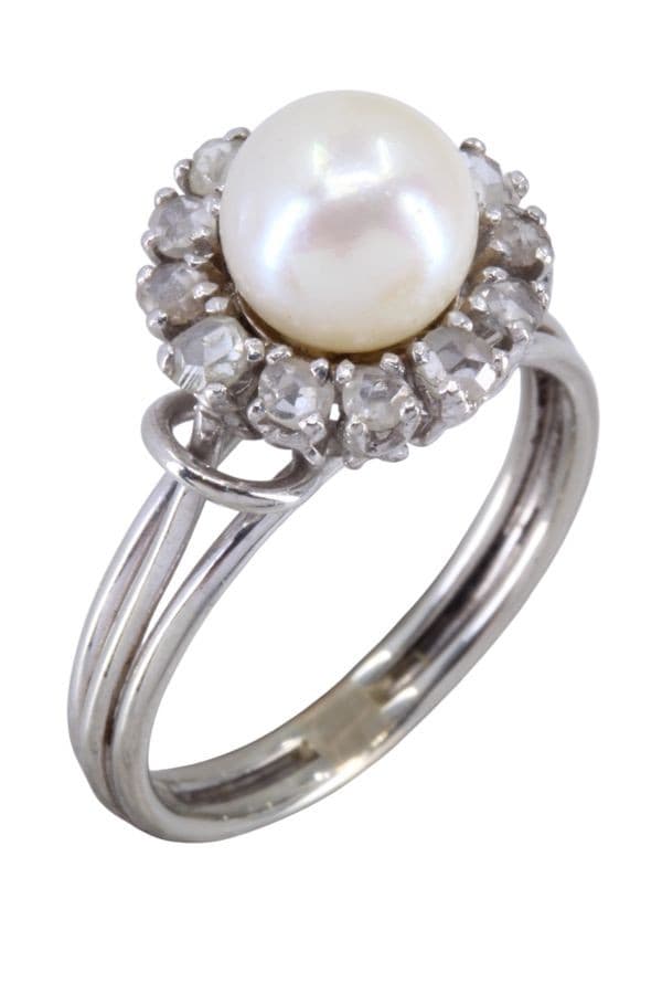 BAGUE PERLE ET DIAMANTS 50' — vue 4