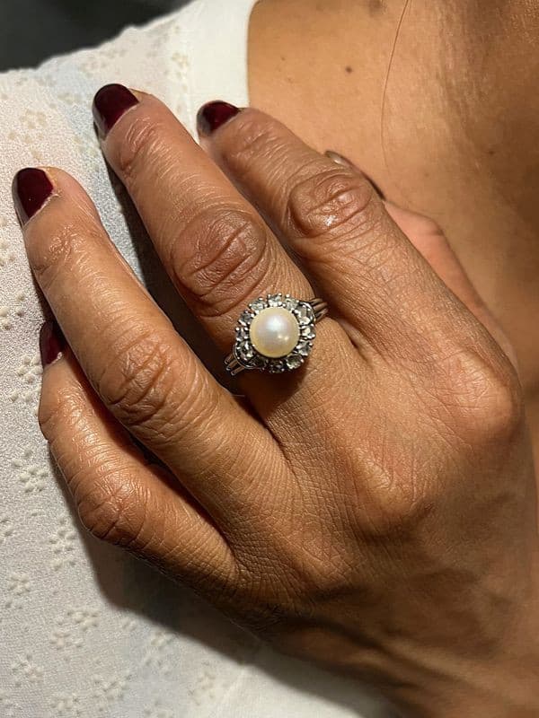BAGUE PERLE ET DIAMANTS 50' — vue 2