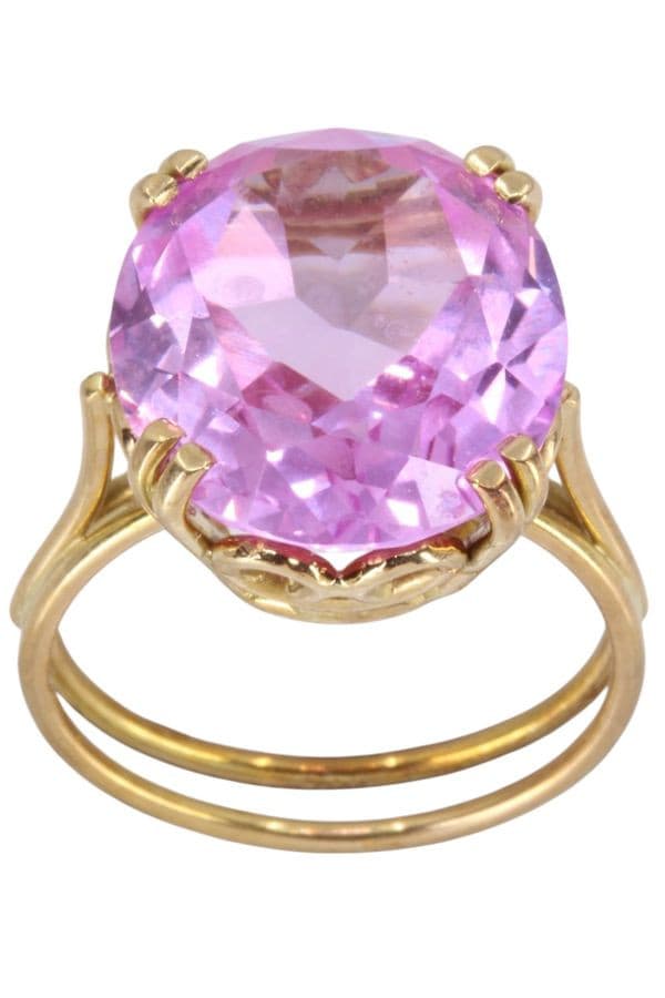 BAGUE ANCIENNE SAPHIR ROSE — vue 1