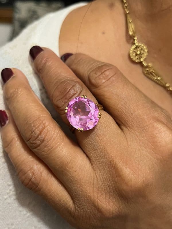 BAGUE ANCIENNE SAPHIR ROSE — vue 2