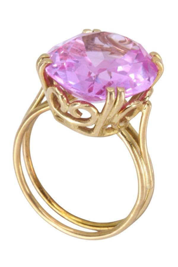 BAGUE ANCIENNE SAPHIR ROSE — vue 4