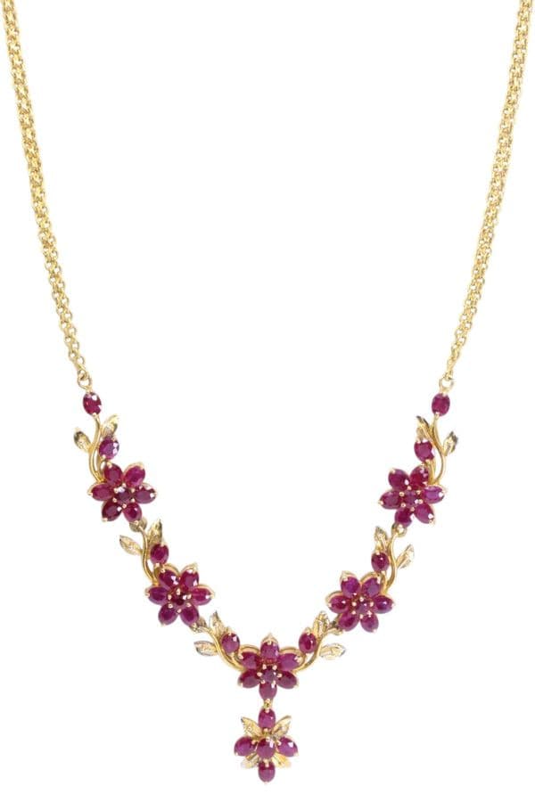 COLLIER FLEURS RUBIS — vue 1