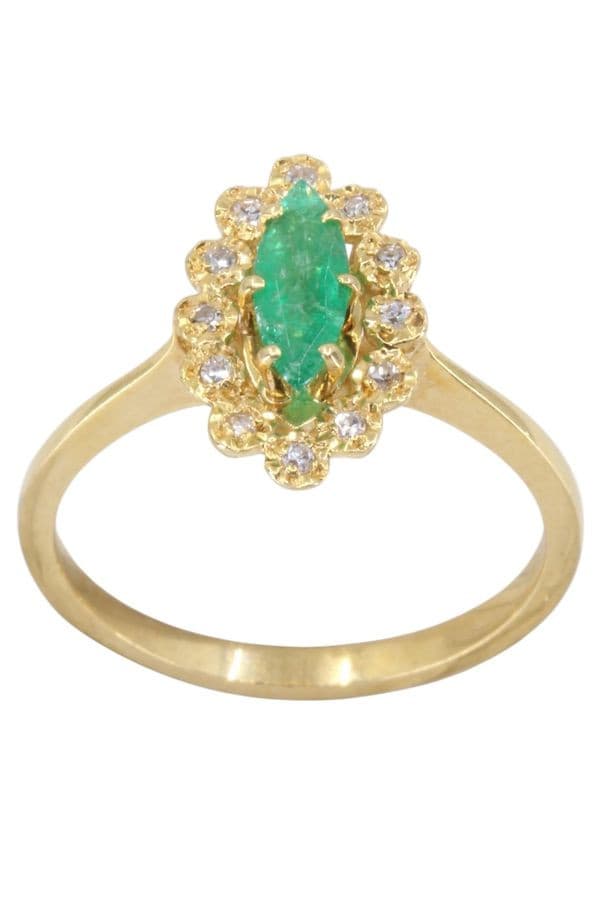 MARQUISE MODERNE ÉMERAUDE ET DIAMANTS — vue 1