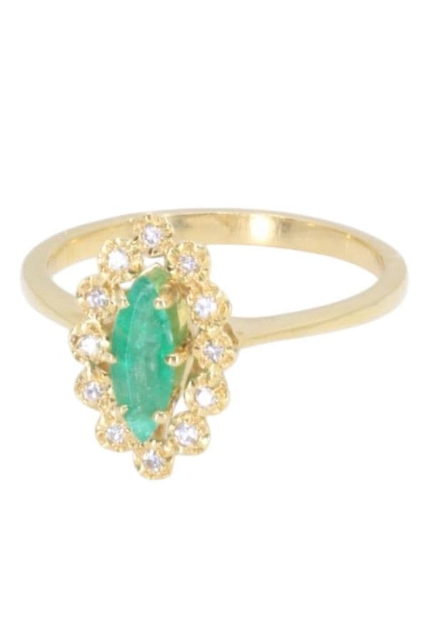 MARQUISE MODERNE ÉMERAUDE ET DIAMANTS — vue 6