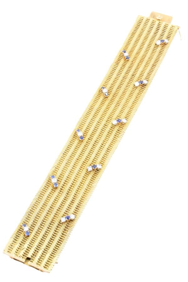 BRACELET TRESSÉ ANNÉES 60' SAPHIRS ET DIAMANTS — vue 4