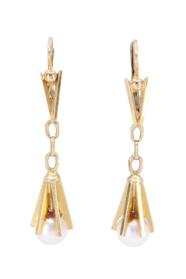 BOUCLES D'OREILLES PENDANTES PERLES — vue 1