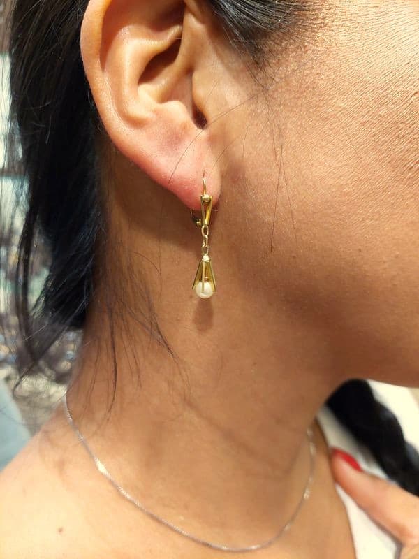 BOUCLES D'OREILLES PENDANTES PERLES — vue 2