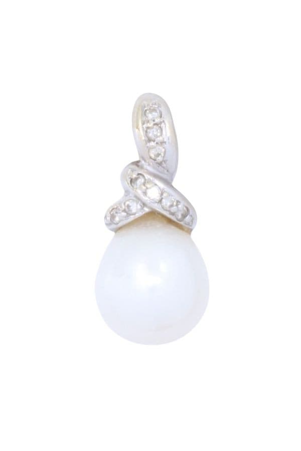 PENDENTIF PERLE ET DIAMANTS — vue 1