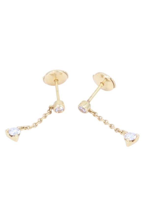 BOUCLES D'OREILLES PENDANTES DIAMANTS — vue 3