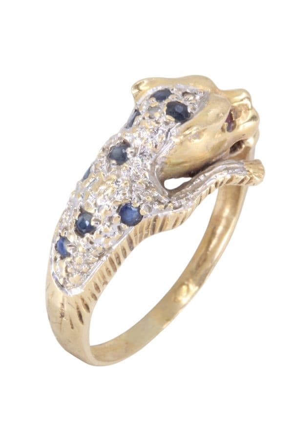 BAGUE PANTHÈRE SAPHIRS ET RUBIS — vue 4