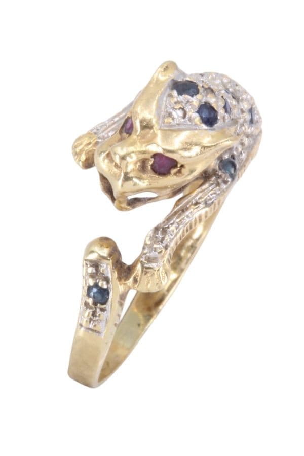 BAGUE PANTHÈRE SAPHIRS ET RUBIS — vue 6