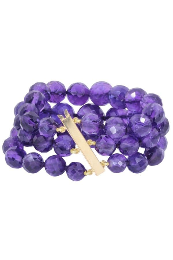 BRACELET 3 RANGS AMÉTHYSTES — vue 1