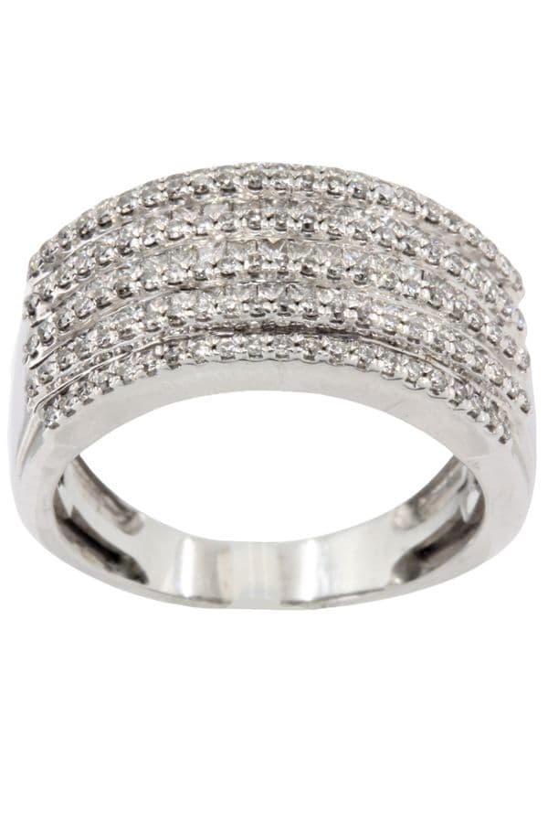 BAGUE MODERNE PAVAGE DIAMANTS — vue 1