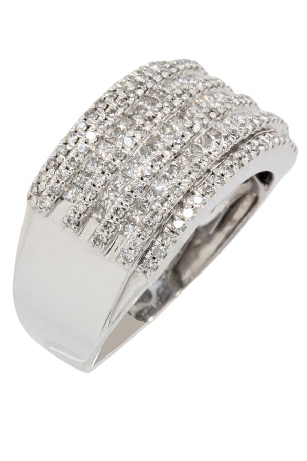 BAGUE MODERNE PAVAGE DIAMANTS — vue 3