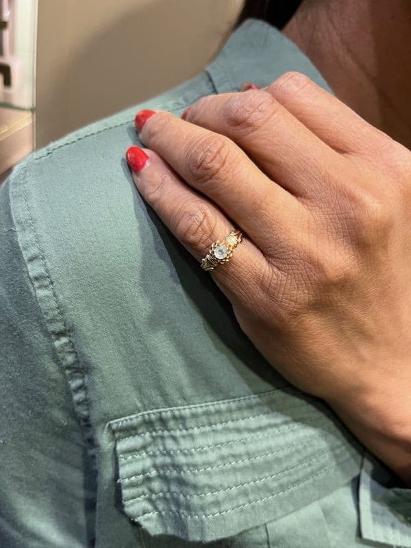BAGUE ANCIENNE AIGUE-MARINE — vue 2