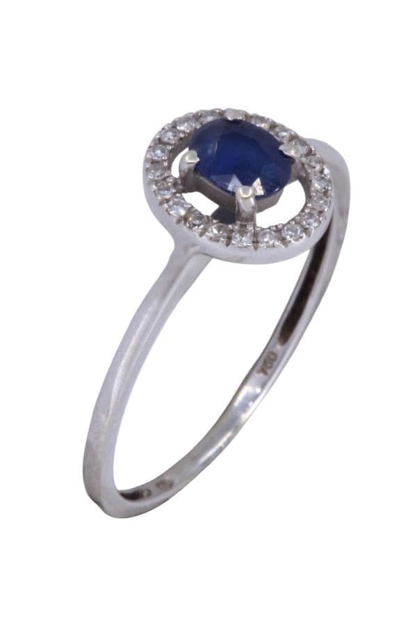 BAGUE MODERNE SAPHIR ET DIAMANTS — vue 3