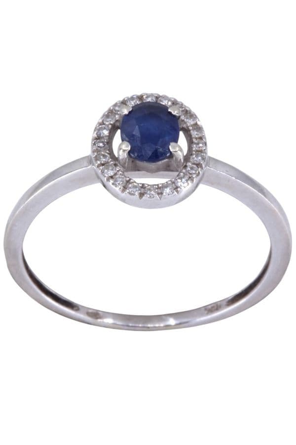 BAGUE MODERNE SAPHIR ET DIAMANTS — vue 1