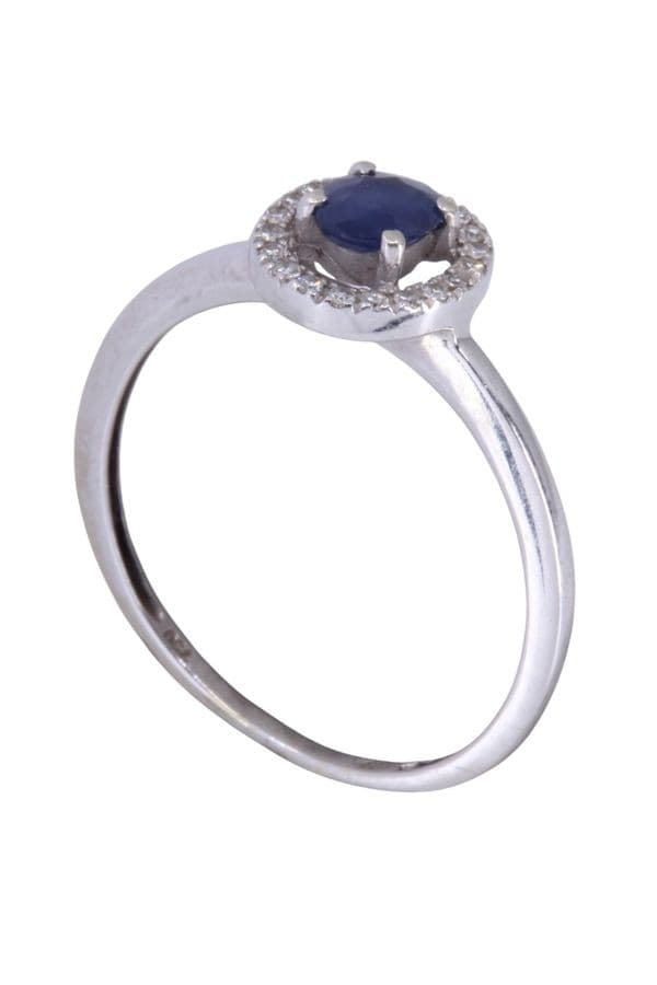 BAGUE MODERNE SAPHIR ET DIAMANTS — vue 4