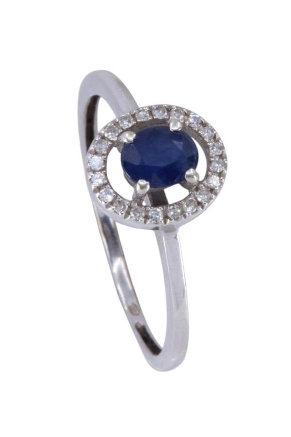 BAGUE MODERNE SAPHIR ET DIAMANTS — vue 5