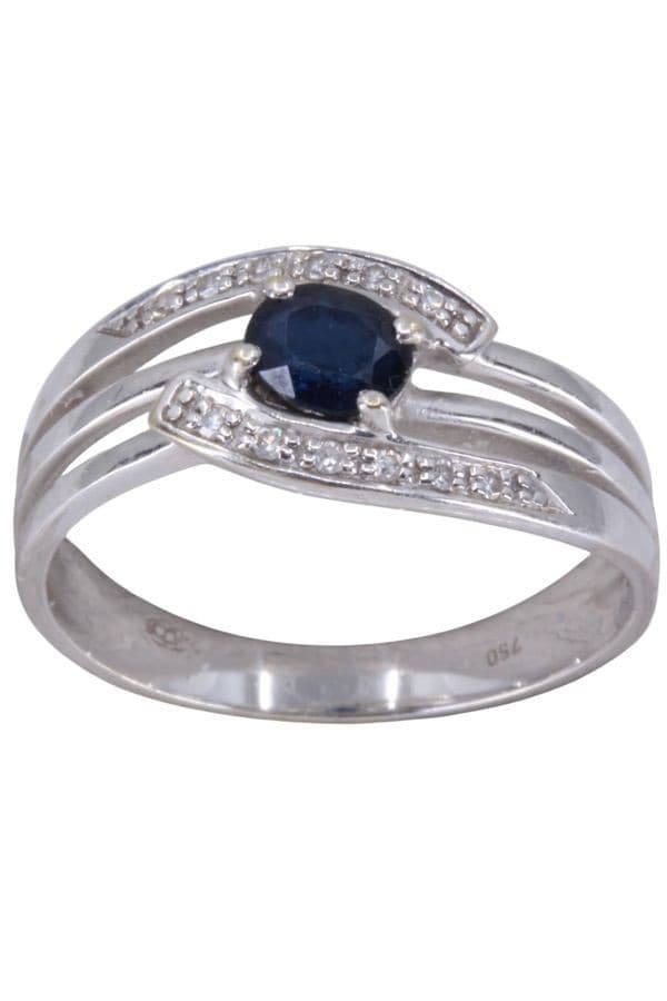BAGUE MODERNE SAPHIR ET DIAMANTS — vue 1