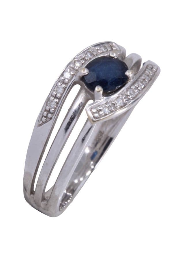 BAGUE MODERNE SAPHIR ET DIAMANTS — vue 3