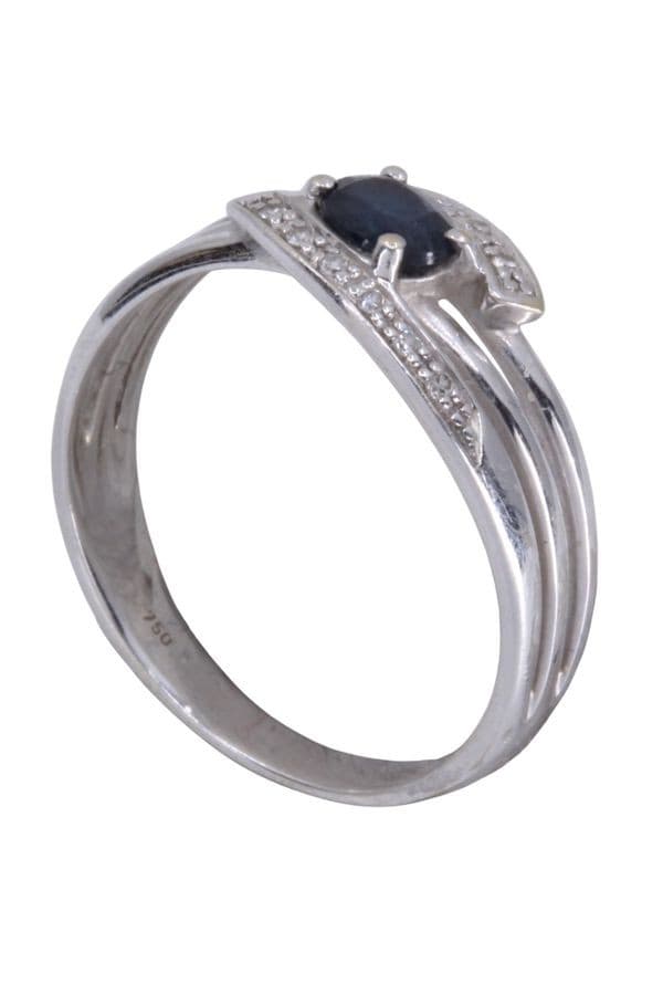 BAGUE MODERNE SAPHIR ET DIAMANTS — vue 4
