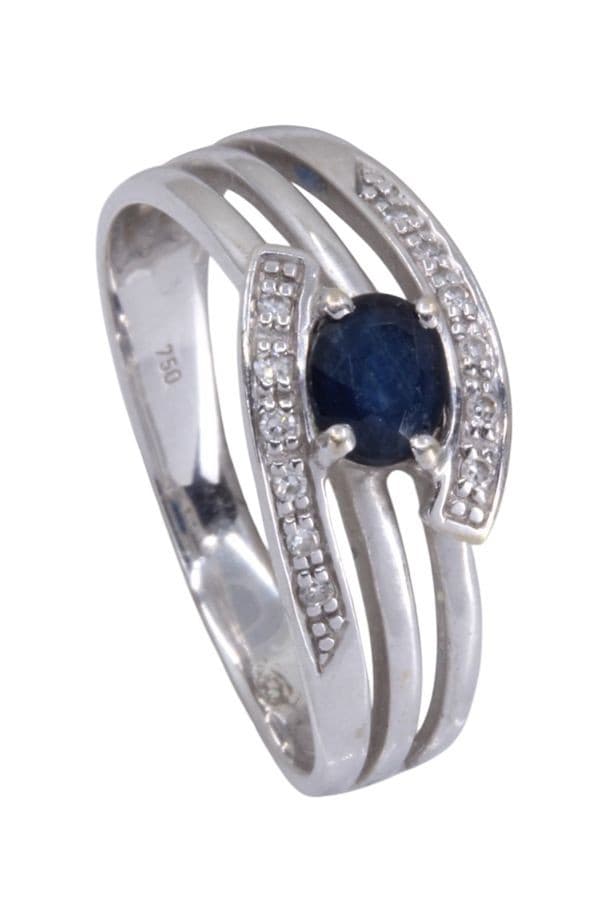 BAGUE MODERNE SAPHIR ET DIAMANTS — vue 5