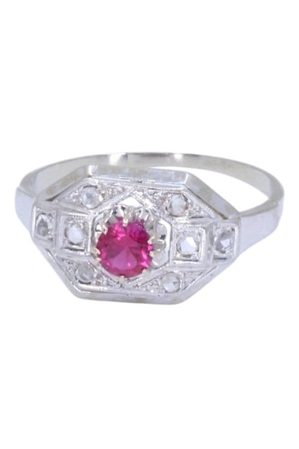 BAGUE ART-DÉCO RUBIS ET DIAMANTS — vue 6