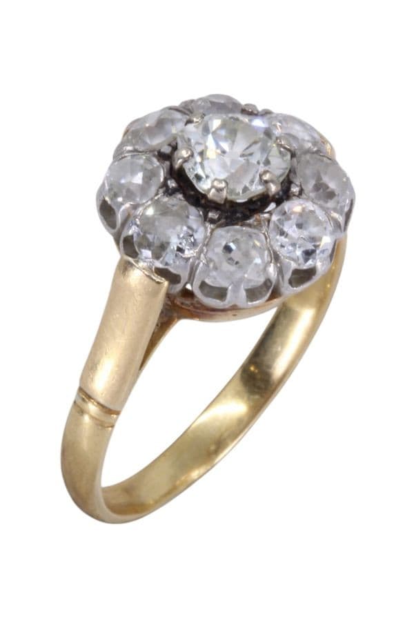 BAGUE MARGUERITE ANCIENNE DIAMANTS — vue 3