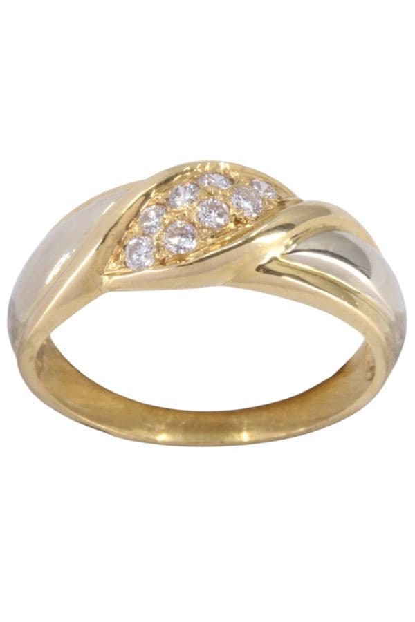 BAGUE 2 ORS DIAMANTS — vue 1