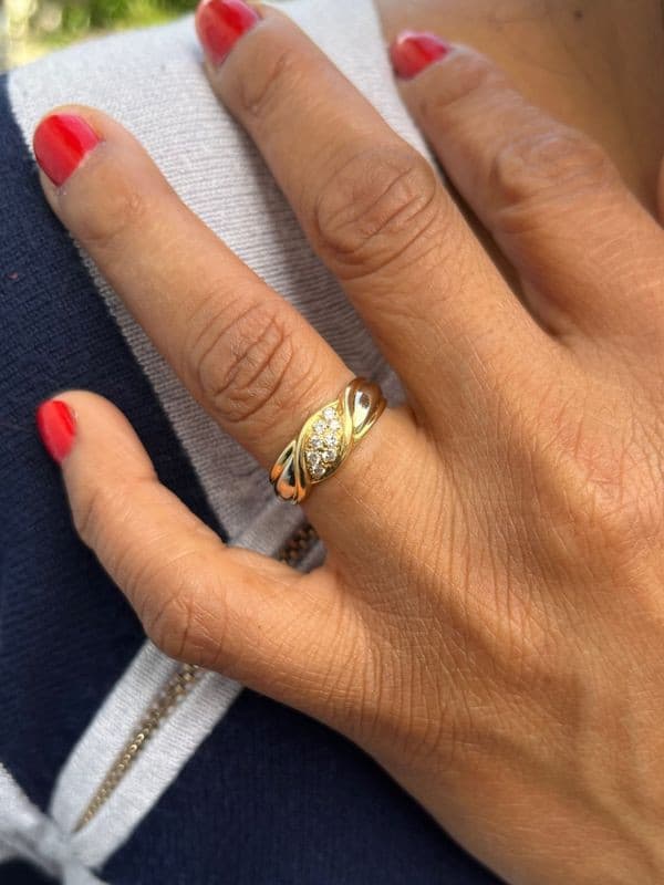 BAGUE 2 ORS DIAMANTS — vue 2