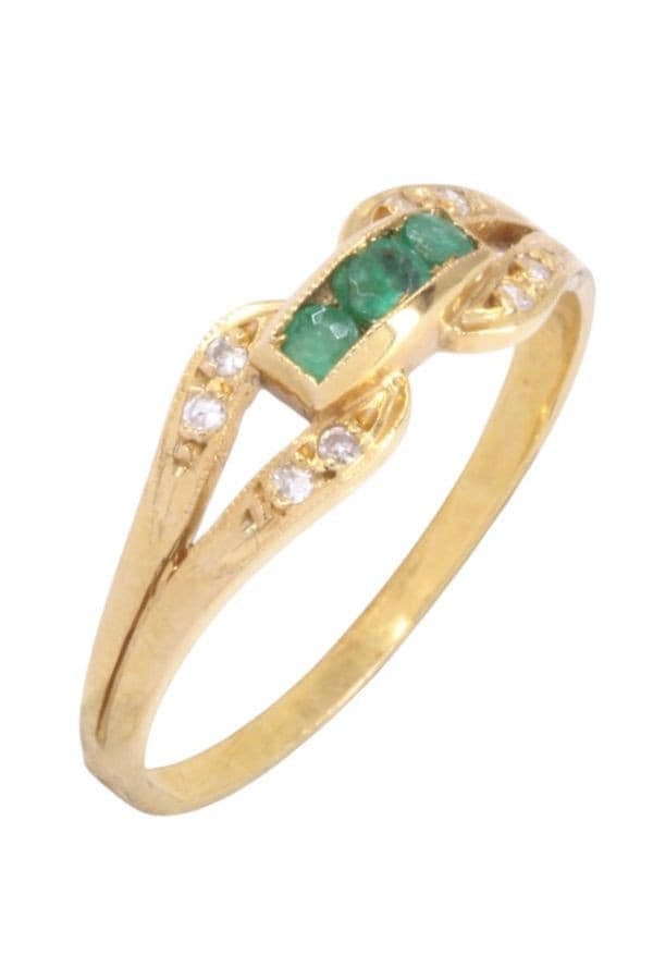 BAGUE MODERNE ÉMERAUDES ET DIAMANTS — vue 3