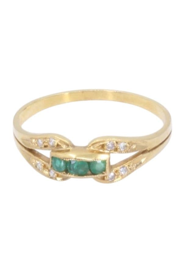 BAGUE MODERNE ÉMERAUDES ET DIAMANTS — vue 6