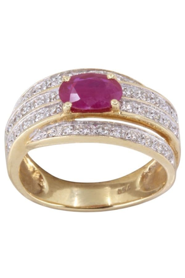 BAGUE MODERNE RUBIS ET DIAMANTS — vue 1