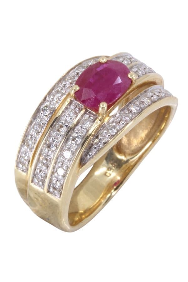 BAGUE MODERNE RUBIS ET DIAMANTS — vue 3