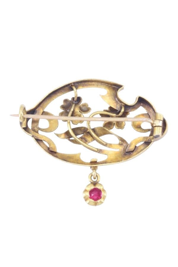 BROCHE ART-NOUVEAU PERLES — vue 3