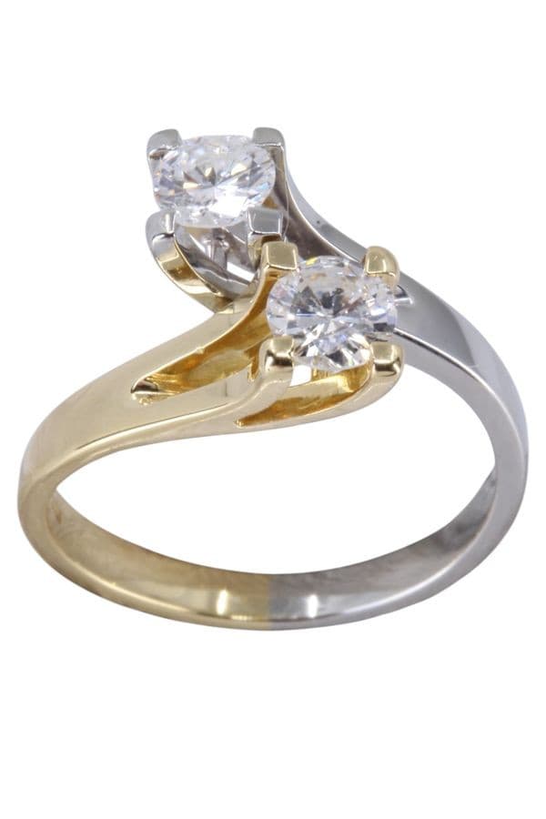 BAGUE TOI ET MOI DIAMANTS 2 ORS — vue 1