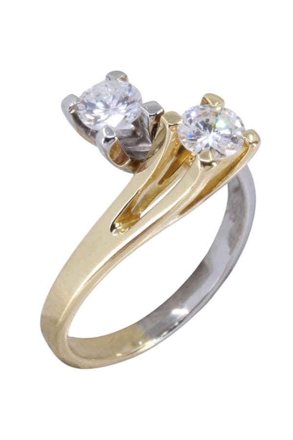 BAGUE TOI ET MOI DIAMANTS 2 ORS — vue 3